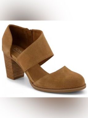 NWT TOMS Milan Tan Suede Closed Toe Heel - Size 8